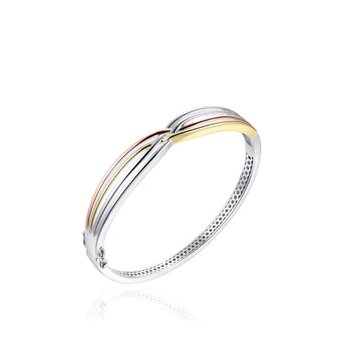 Silver Double Crossover Bangle