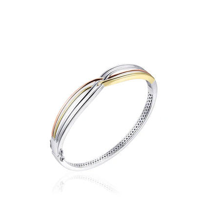 Silver Double Crossover Bangle